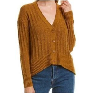 J. Crew NWOT Womens Brown Open Knit Cardigan Sz L Minimalist Closet Staple Layer